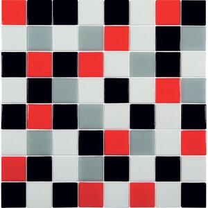 Hisbalit Obklad skleněná červená Mozaika MANHATAN 4x4 (32x32) cm - 40MANHALH