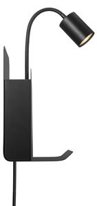 Nordlux - Nástěnné svítidlo s poličkou a USB ROOMI 1xGU10/8W/230V černá