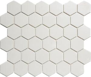 The Mosaic Factory Obklad keramická bílá Mozaika HEX 5 Super White hexagony 5,1x5,9 (28,1x32,5) cm - LOH1010S