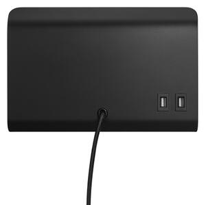 Nordlux - Nástěnné svítidlo s poličkou a USB ROOMI 1xGU10/8W/230V černá