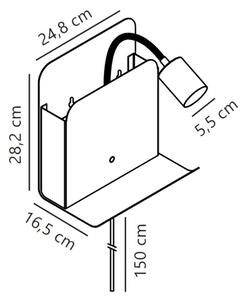 Nordlux - Nástěnné svítidlo s poličkou a USB ROOMI 1xGU10/8W/230V černá
