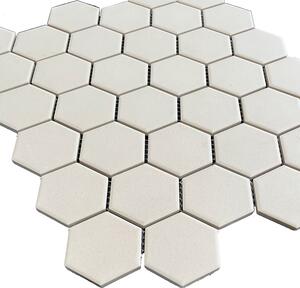 FIN Keramická mozaika béžová Mozaika HEX 5 White 5,1x5,9 (28,1x32,5) cm - LOH1010