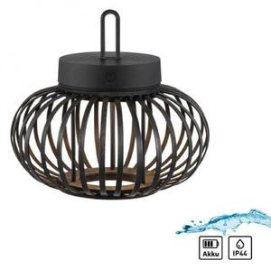 JUST LIGHT LED stolní lampa průměr 25cm černá na baterie USB IP44 stmívatelné dotykem 2700K LD 19303-18