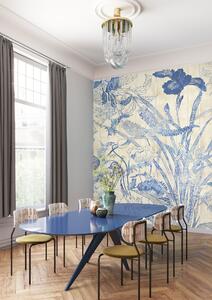 Modrá vliesová fototapeta na zeď, Květiny, listy, DG3LEI1033, Wall Designs III, Khroma by Masureel