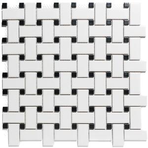 The Mosaic Factory Obklad keramická bílá; černá; černo-bílá Mozaika PABW White and Black 2,3x4,8+1,5x1,5 (30x30) cm - PABW140925