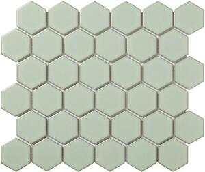 The Mosaic Factory Obklad keramická zelená Mozaika HEX5 Soft Green Edge Glossy hexagony 5,1x5,9 (28,1x32,5) cm - AFH06052