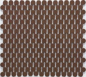 The Mosaic Factory Obklad keramická hnědá Mozaika Brown Glossy kolečka prům. 1,9 (31,5x29,4) cm - VKN800