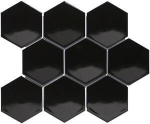 The Mosaic Factory Obklad keramická černá Mozaika HEX10 Black Glossy hexagony 9,5x11 (26,5x29,6) cm - AFH95317