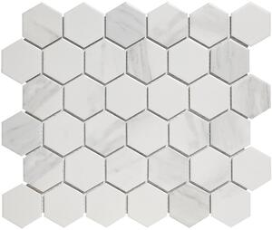 FIN Obklad keramická bílá Mozaika HEX5 Carrara Bílá Mat hexagony 5,1x5,9 (28,1x32,5) cm - AMH13003