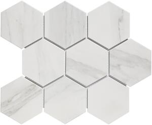 FIN Obklad keramická bílá Mozaika HEX10 Carrara Bílá Mat hexagony 9,5x11 (26,5x29,6) cm - AMH95003