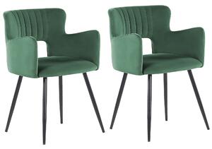 Jídelní židle Sada 2 ks Umělý samet Tmavě zelená SANILAC