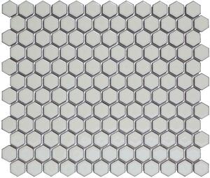 The Mosaic Factory Obklad keramická šedá Mozaika HEX Soft Grey Edge Glossy hexagony 2,3x2,6 (26x30) cm - AFH23330
