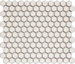 The Mosaic Factory Obklad keramická bílá Mozaika HEX Soft White Edge Glossy hexagony 2,3x2,6 (26x30) cm - AFH23022