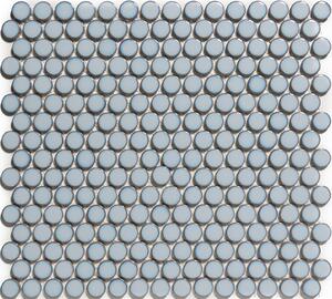 The Mosaic Factory Obklad keramická modrá Mozaika Blue Grey Edge kolečka prům. 1,9 (31,5x29,4) cm - VKN450