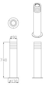 Venkovní lampa RINO 1xE27/12W/230V IP54 74 cm černá