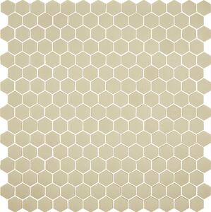 Hisbalit Obklad skleněná béžová Mozaika 571 HEXAGONY hexagony 2,3x2,6 (33,3x33,3) cm - HEX571MH