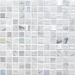 MOSAVIT Obklad skleněná bílá Mozaika GALAXY PERSEO 2,5x2,5 (31,6x31,6) cm - GALPERS
