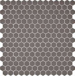 Hisbalit Obklad skleněná šedá Mozaika 563 HEXAGONY hexagony 2,3x2,6 (33,3x33,3) cm - HEX563MH