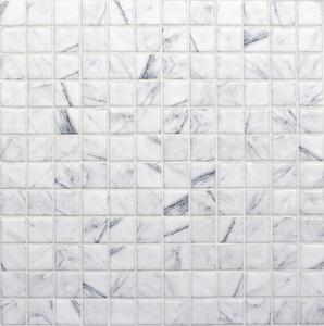 MOSAVIT Obklad skleněná bílá Mozaika MARBLE CALACATTA 2,5x2,5 (31,6x31,6) cm - CALAC