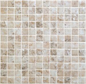 MOSAVIT Skleněná mozaika béžová Mozaika MARBLE GALATA 2,5x2,5 (31,6x31,6) cm - GALAT