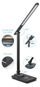 LED Stmívatelná stolní lampa s USB LED/9W/230V 3000K/4000K/5500K černá