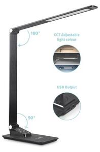 LED Stmívatelná stolní lampa s USB LED/7W/230V 3000K/4000K/5500K černá
