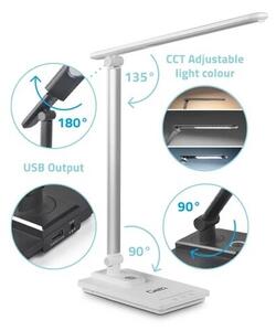LED Stmívatelná stolní lampa s USB LED/9W/230V 3000K/4000K/5500K bílá