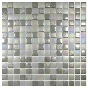 Hisbalit Obklad skleněná šedá Mozaika TEXTURAS SUITE 2,5x2,5 (33,3x33,3) cm - 25SUITE
