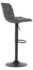 Židle barová, zelená sametová látka, černá podnož AUB-711 GRN4