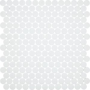 Hisbalit Obklad skleněná bílá Mozaika 568 ROUND kolečka prům. 2,2 (33,3x33,3) cm - KO568MH