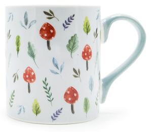 Porcelánový hrnek Kitchen Craft Houbičky, bílý, motiv hub, Grow at your own pace, 280 ml