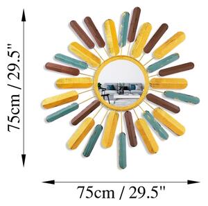Nástěnné zrcadlo SUN pr. 75 cm žlutá