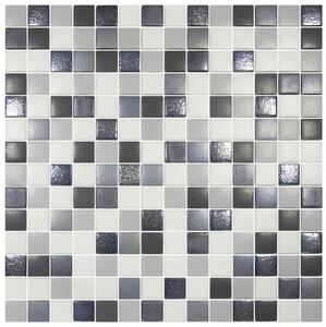 Hisbalit Skleněná mozaika bílá; šedá Mozaika TEXTURAS LOFT 2,5x2,5 (33,3x33,3) cm - 25LOFT