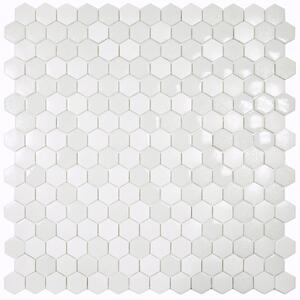Hisbalit Obklad skleněná bílá Mozaika TEXTURAS SOL hexagony 2,3x2,6 (33,3x33,3) cm - HEXSOL
