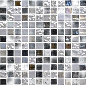 MOSAVIT Obklad skleněná šedá Mozaika GALAXY REX 2,5x2,5 (31,6x31,6) cm - GALREX