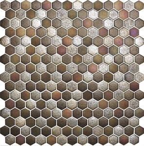 Hisbalit Obklad skleněná hnědá Mozaika TEXTURAS MAGMA hexagony 2,3x2,6 (33,3x33,3) cm - HEXMAGM