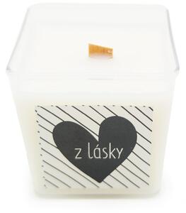 Sójová svíčka Aromka Z lásky, vůně květu bavlny, dřevěný knot, hoření 20 hodin