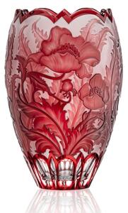 Bohemia Crystal Ručně broušená váza Vlčí Mák Rubín 305mm