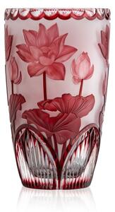 Bohemia Crystal Ručně broušená váza Lotos Rubín 305mm