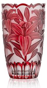 Bohemia Crystal Ručně broušená váza Lilie Rubín 305mm