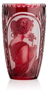 Bohemia Crystal Ručně broušená váza Primrose Feather Rubín 305mm