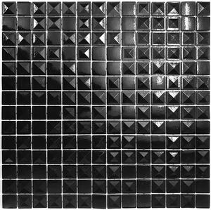 Hisbalit Obklad skleněná černá Mozaika 101C PYRAMIDAL BLACK MIX 2,5x2,5 (33,3x33,3) cm - 25101CPYRM