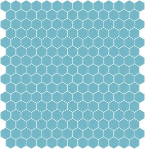 Hisbalit Obklad skleněná modrá Mozaika 335B SATINATO hexagony hexagony 2,3x2,6 (33,33x33,33) cm - HEX335BLH