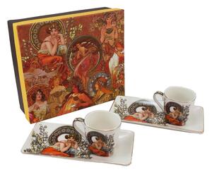 Home Elements Espresso set s podtácky 2 x 65 ml, Mucha světlý, porcelánový, sada 2 kusů