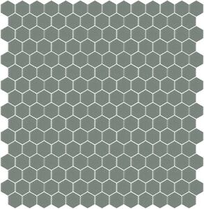 Hisbalit Obklad skleněná šedá Mozaika 305A SATINATO hexagony hexagony 2,3x2,6 (33,33x33,33) cm - HEX305ALH
