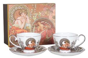 Home Elements Šálky s podšálky 2 x 250 ml, Mucha světlý, porcelánové, sada 2 kusů