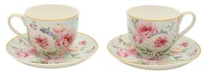 Home Elements Šálky s podšálky 2 x 270 ml, Růže, porcelánové, sada 2 kusů