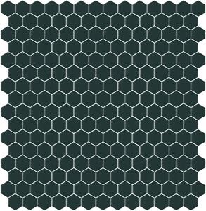 Hisbalit Obklad skleněná zelená Mozaika 313B SATINATO hexagony hexagony 2,3x2,6 (33,33x33,33) cm - HEX313BLH