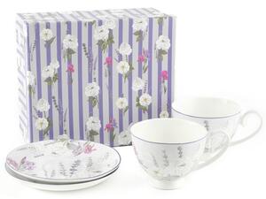 Home Elements Šálky s podšálky 2 x 250 ml, Levandule, porcelánové, sada 2 kusů