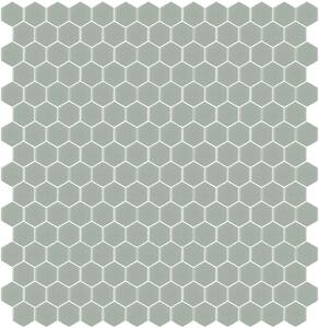 Hisbalit Obklad skleněná šedá Mozaika 108A SATINATO hexagony hexagony 2,3x2,6 (33,33x33,33) cm - HEX108ALH